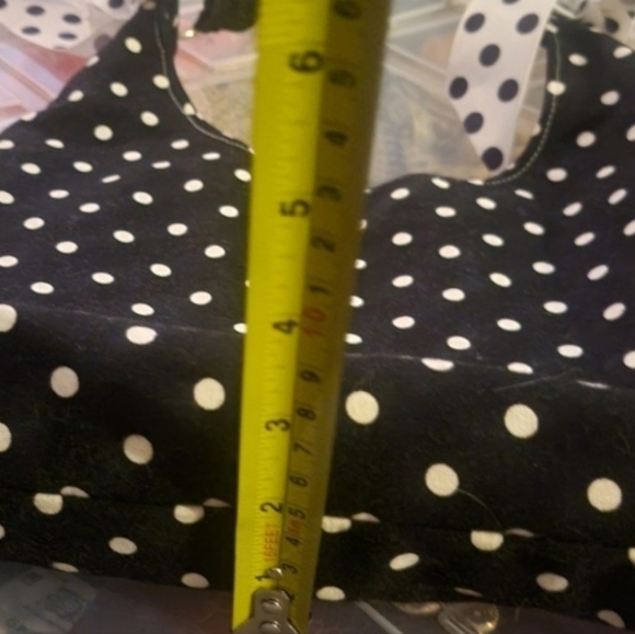 Polka Dot Handmade Graphic Shoulder Bag Black White Lightweight Whimsical Art - Picture 16 of 16